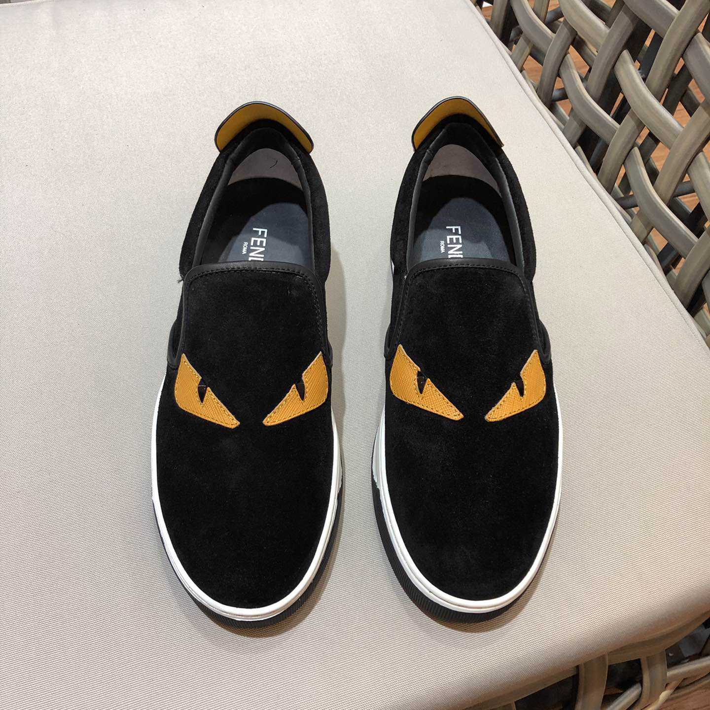 Fendi Men's Black Loafer Monster Eyes - FashionPlug