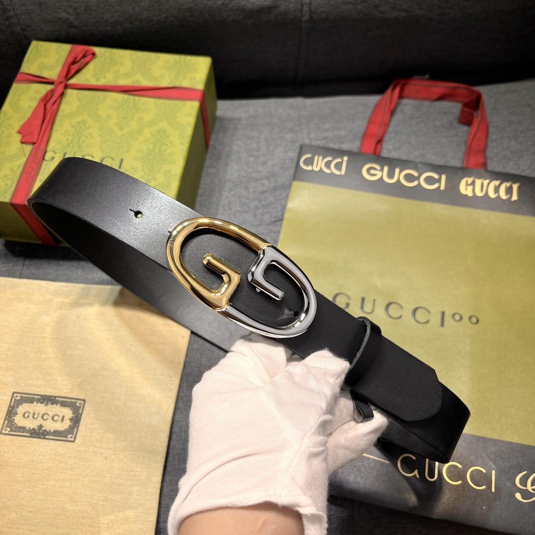 Gucci Belt With Two-toned Metal Buckle - FashionPlug