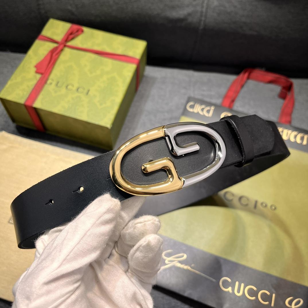 Gucci Belt With Two-toned Metal Buckle - FashionPlug