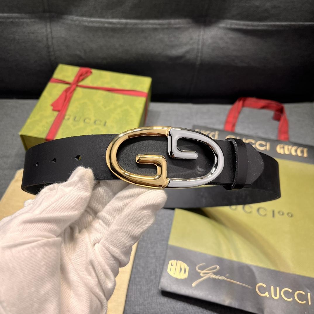 Gucci Belt With Two-toned Metal Buckle - FashionPlug