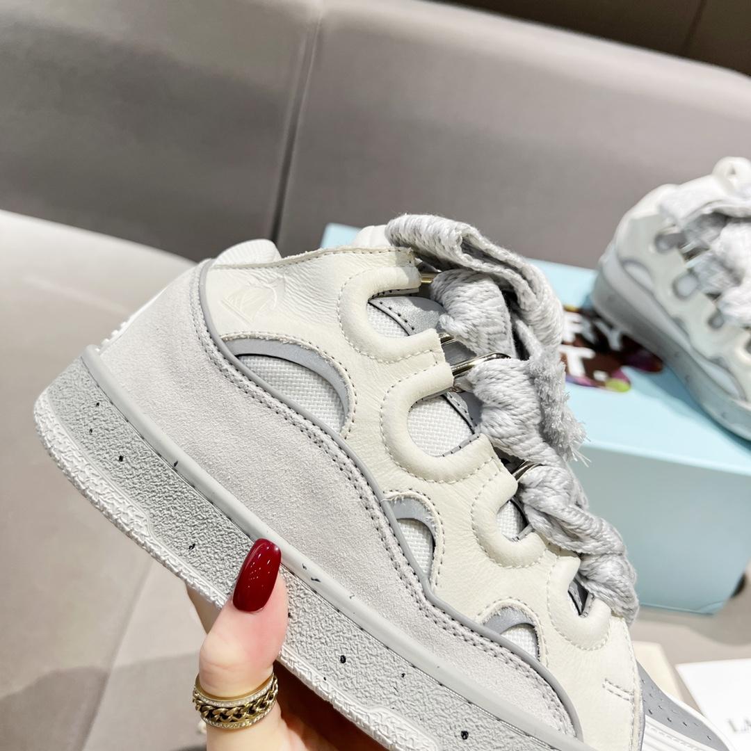 Lanvin Curb Leather Sneakers - FashionPlug