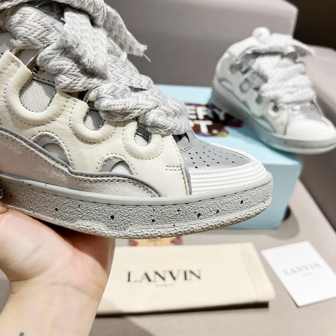 Lanvin Curb Leather Sneakers - FashionPlug