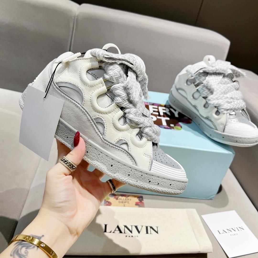 Lanvin Curb Leather Sneakers - FashionPlug