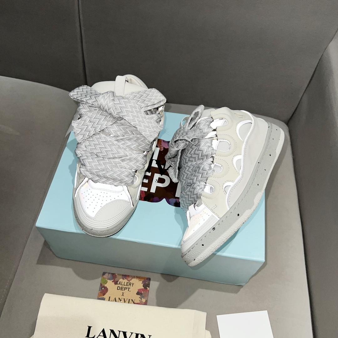 Lanvin Curb Leather Sneakers - FashionPlug