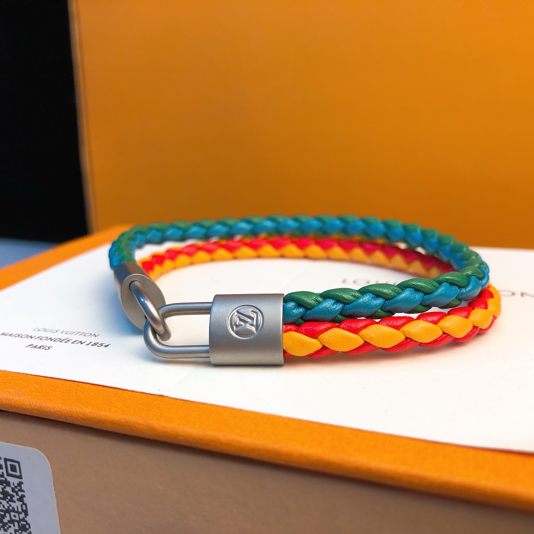 Louis Vuitto Braidlock Leather Bracelet  - FashionPlug