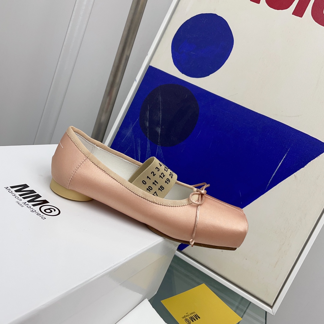 Maison Margiela MM6 Logo-strap Ballerina Shoes - FashionPlug