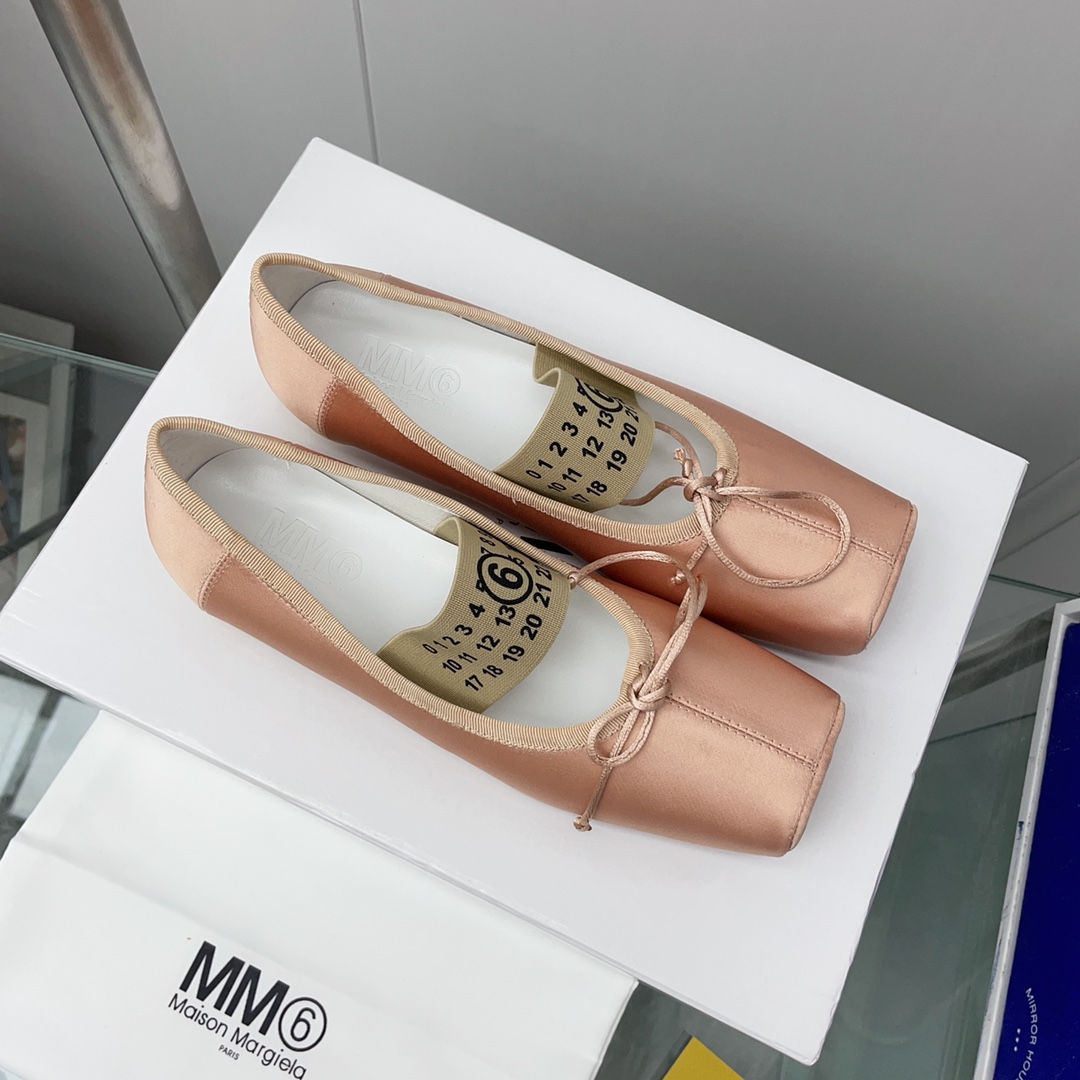 Maison Margiela MM6 Logo-strap Ballerina Shoes - FashionPlug