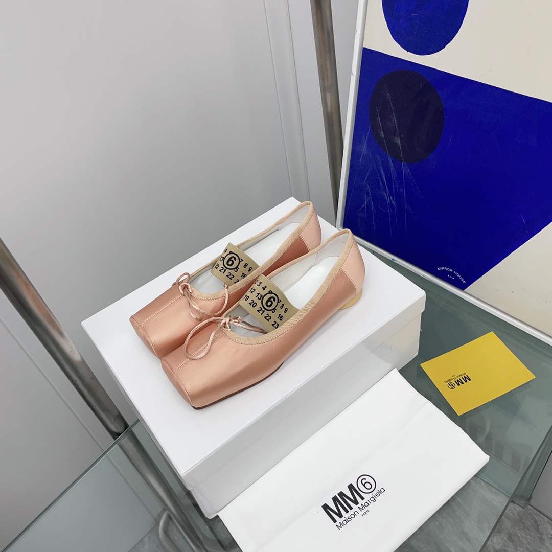 Maison Margiela MM6 Logo-strap Ballerina Shoes - FashionPlug