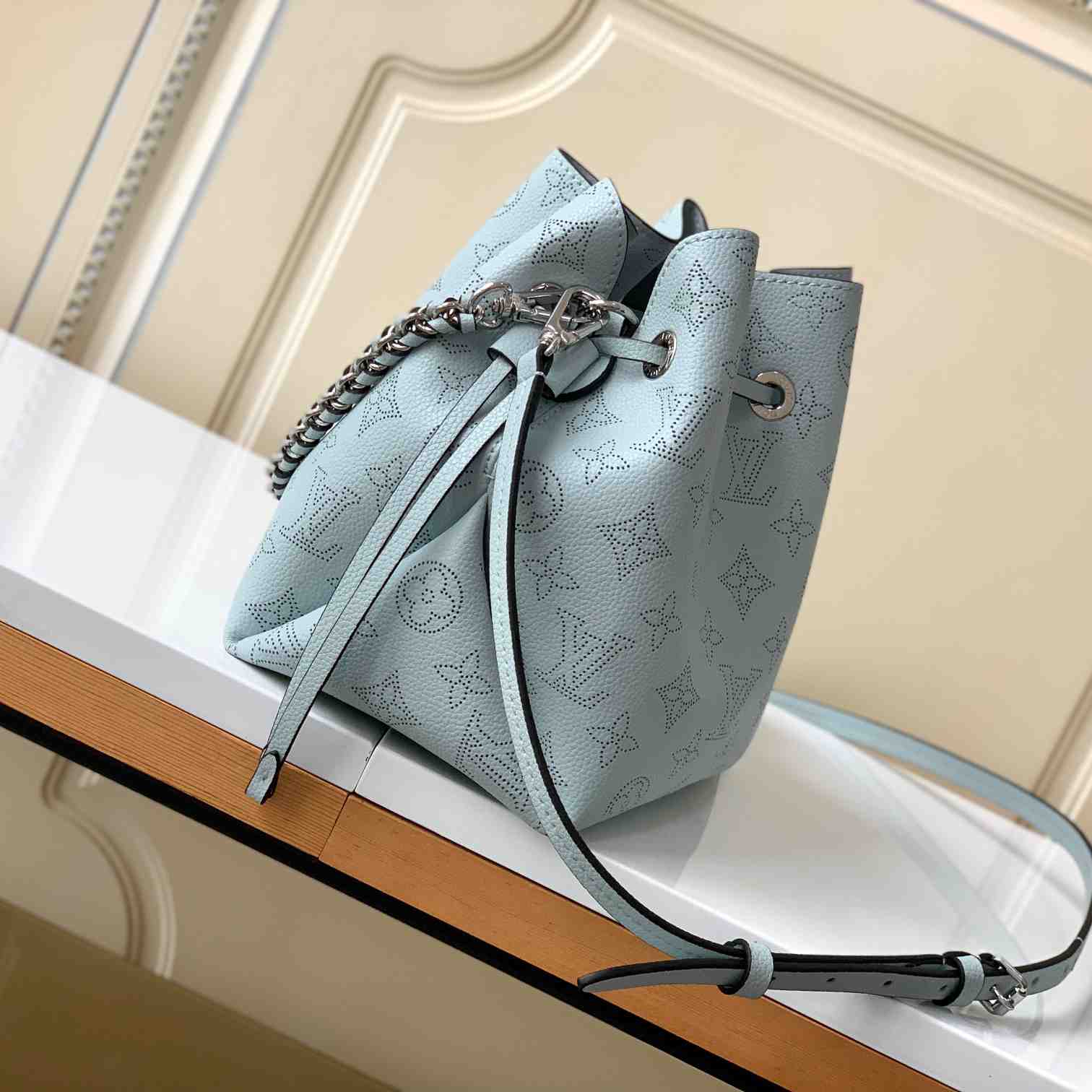 Louis Vuitton Bella Blue Denim Mahina  (19 x 22 x 14cm)    M22198 - FashionPlug