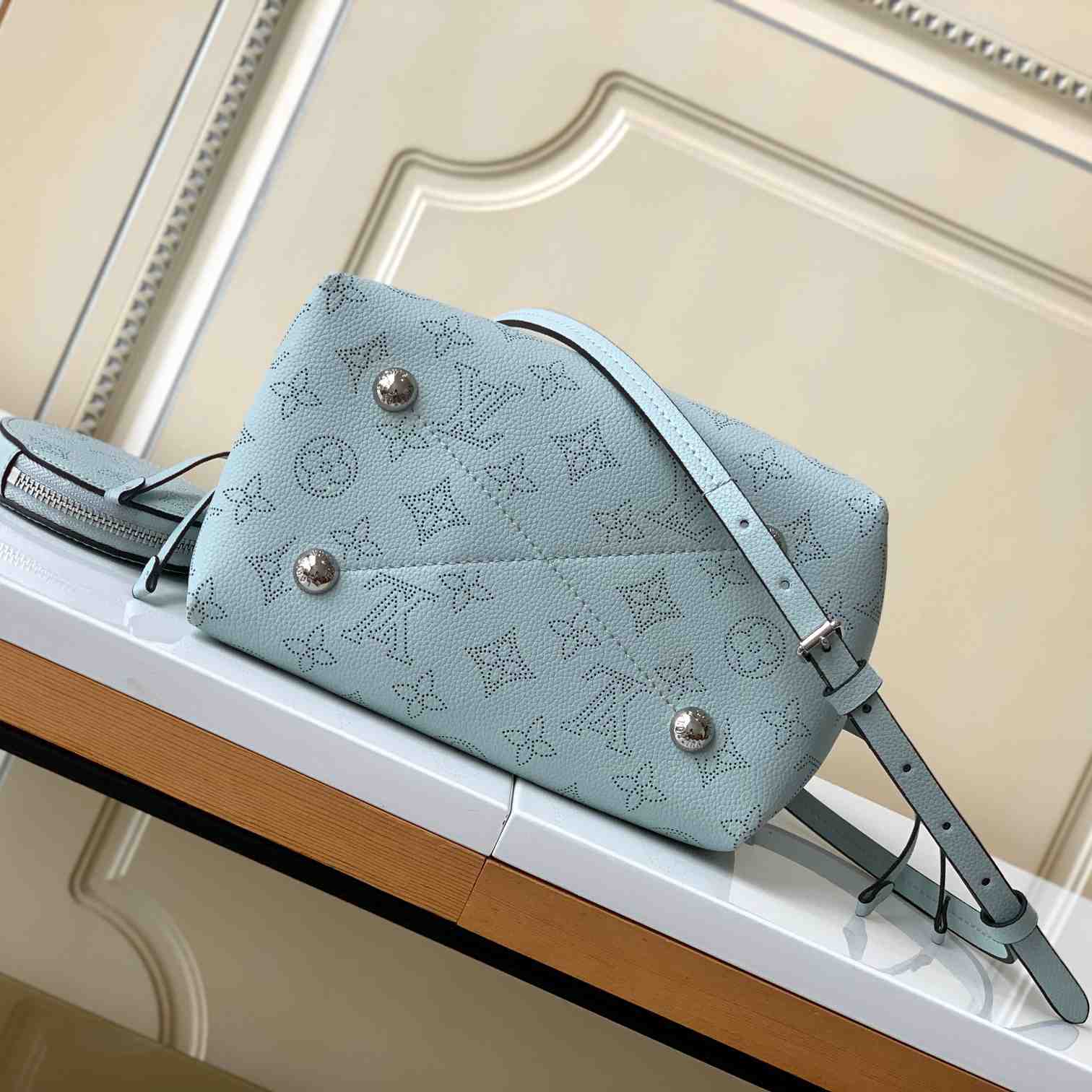 Louis Vuitton Bella Blue Denim Mahina  (19 x 22 x 14cm)    M22198 - FashionPlug