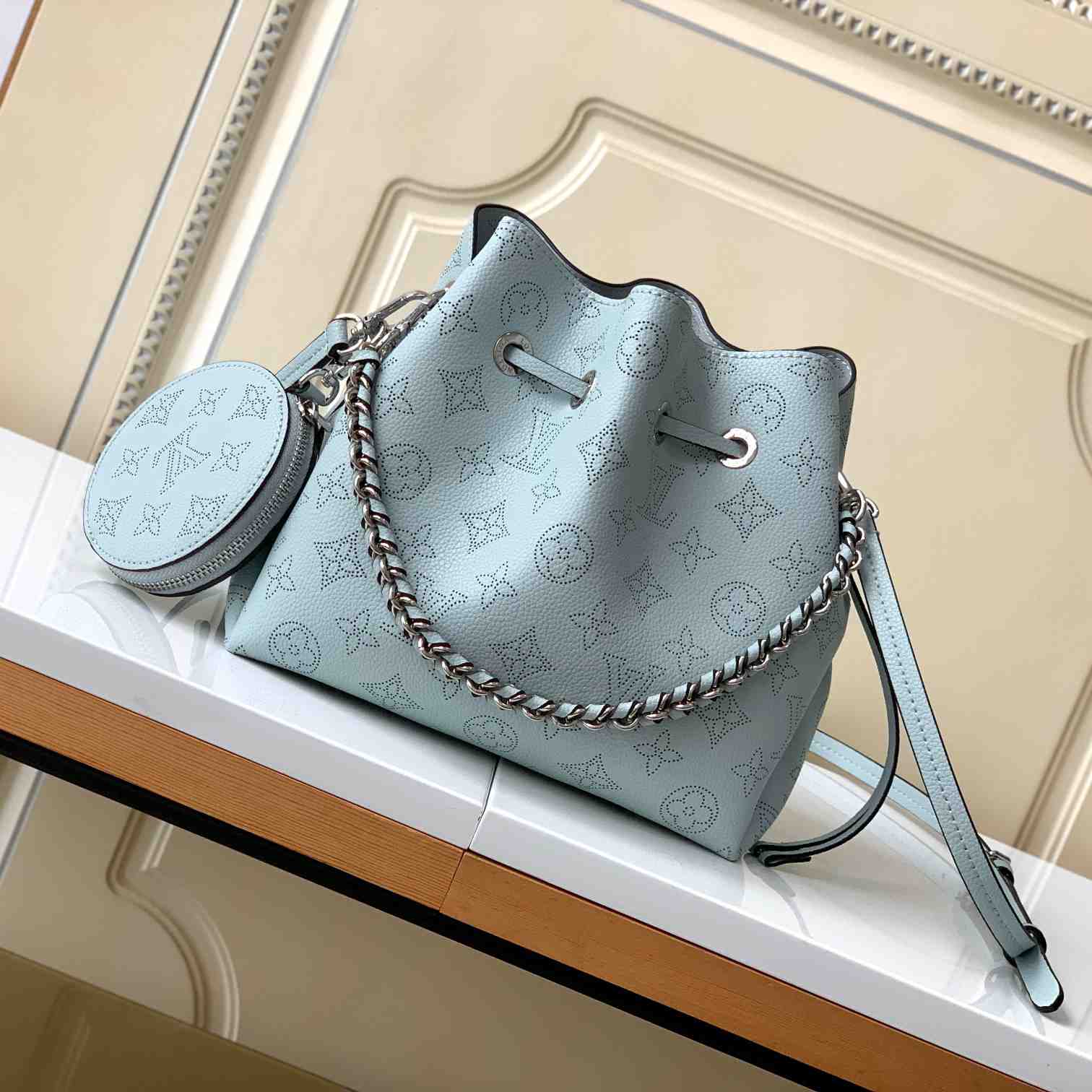 Louis Vuitton Bella Blue Denim Mahina  (19 x 22 x 14cm)    M22198 - FashionPlug