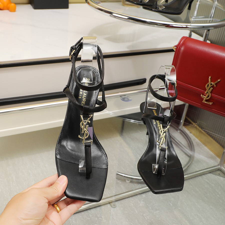Saint Laurent Cassandra 65mm Leather Sandal    - FashionPlug