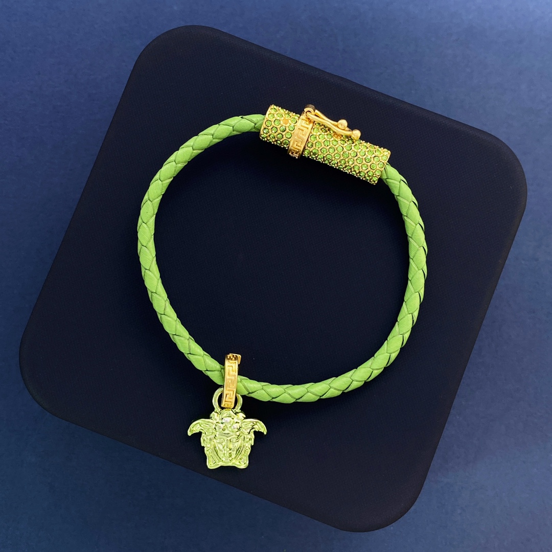 Versace Medusa Head Leather Bracelet - FashionPlug