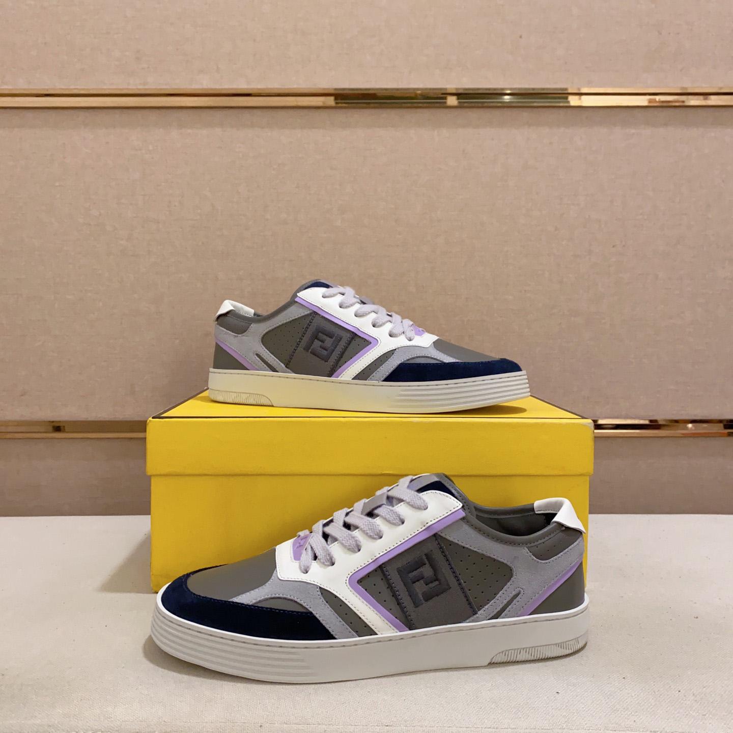 Fendi Step Gray Leather Low-tops Sneakers - FashionPlug