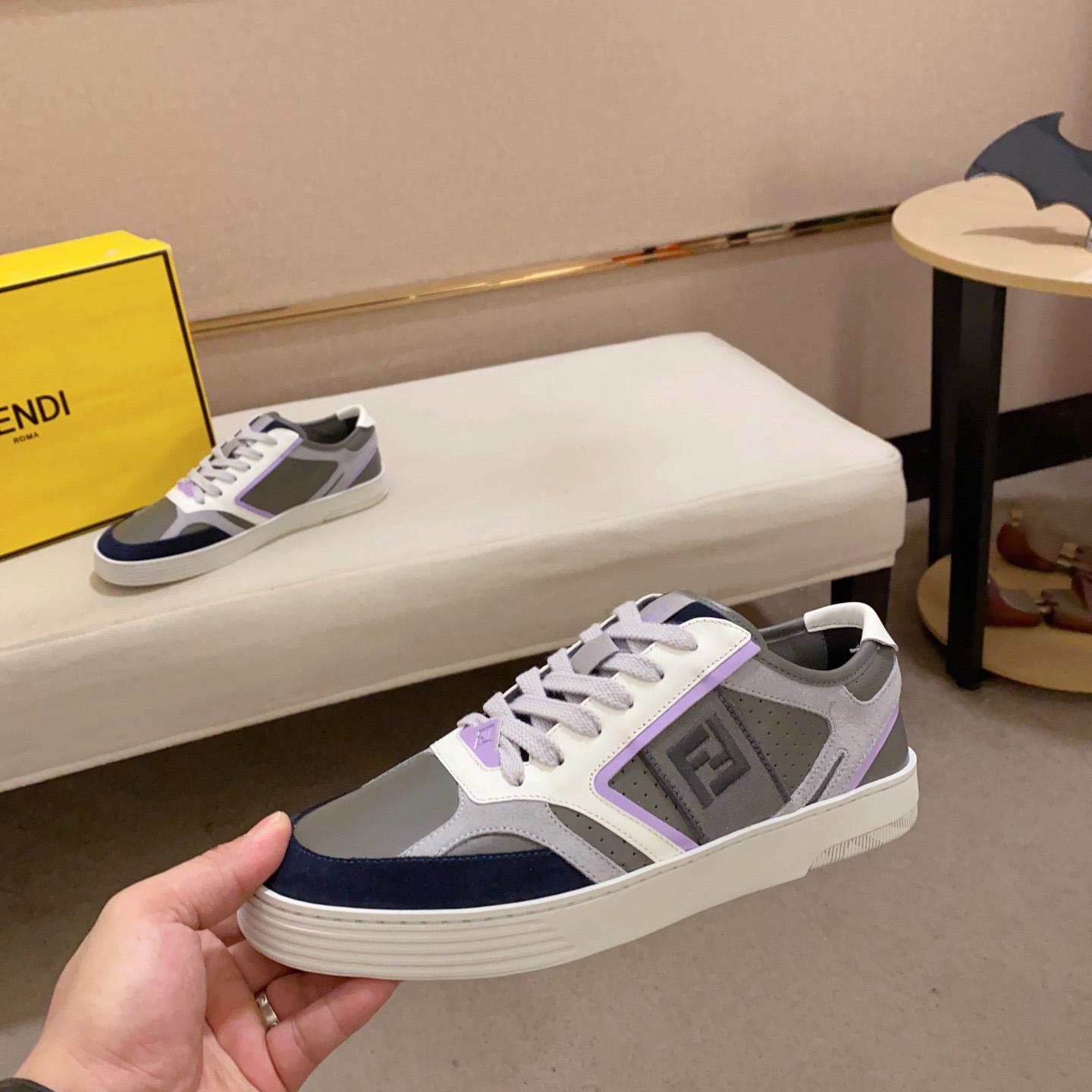 Fendi Step Gray Leather Low-tops Sneakers - FashionPlug
