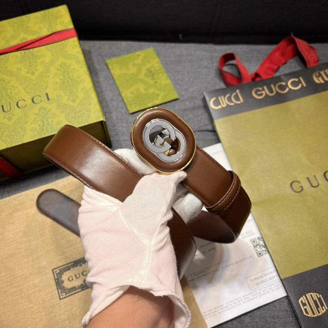 Gucci Belt With Interlocking G Buckle - FashionPlug