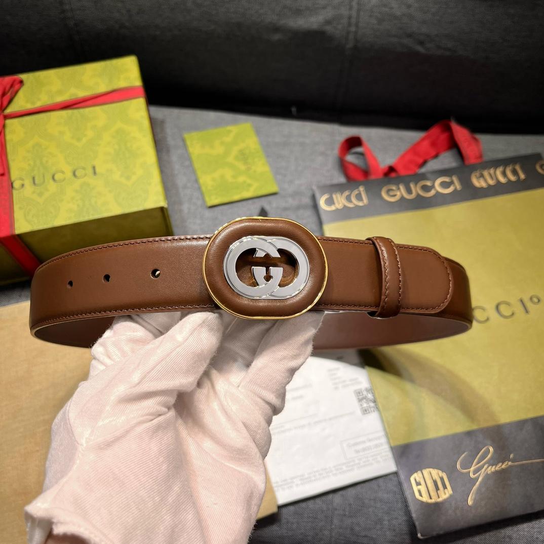 Gucci Belt With Interlocking G Buckle - FashionPlug