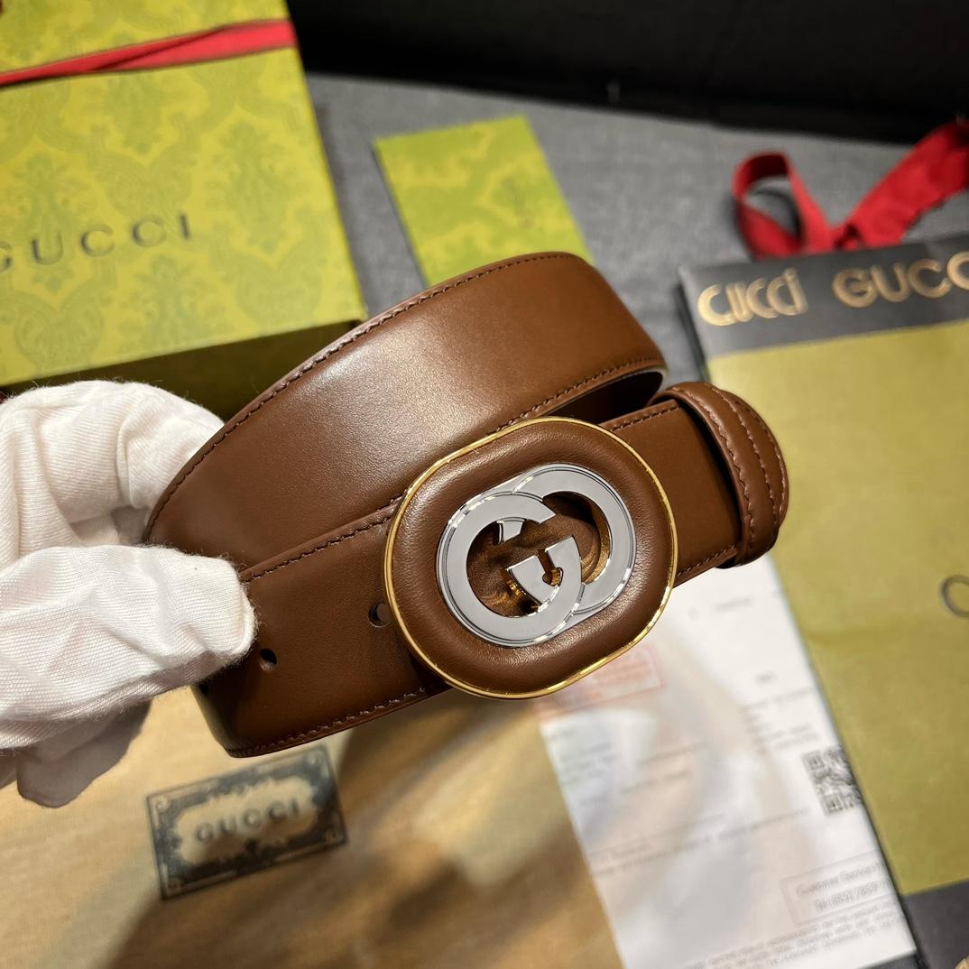 Gucci Belt With Interlocking G Buckle - FashionPlug
