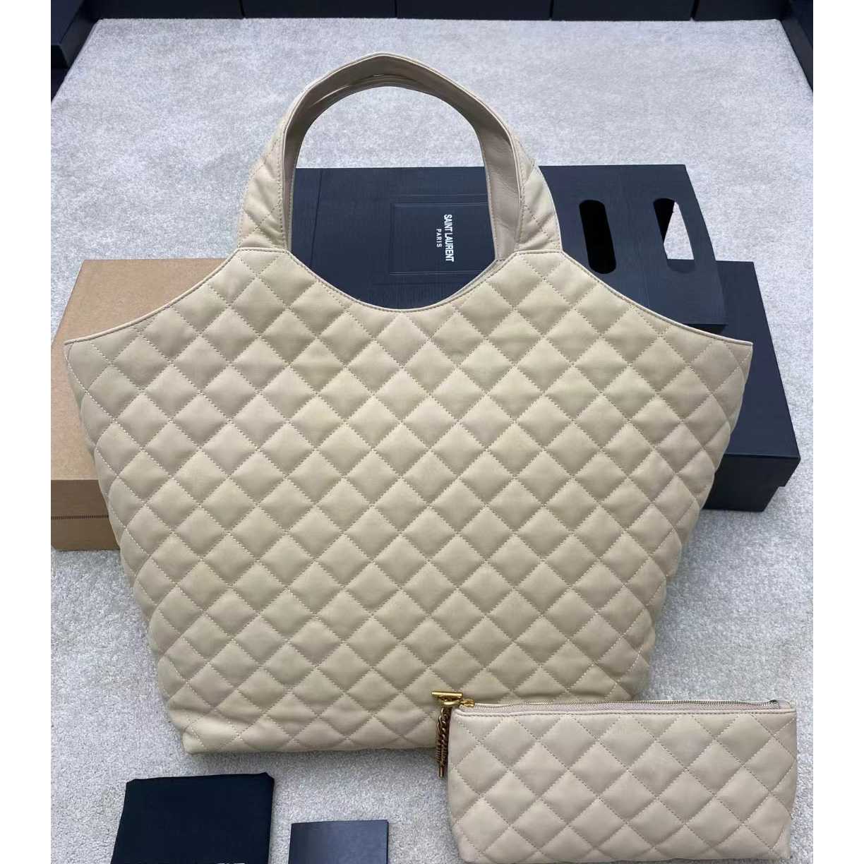 Saint Laurent Icare Extra large Embellished Quilted Leather Tote (58-34-8cm) - FashionPlug