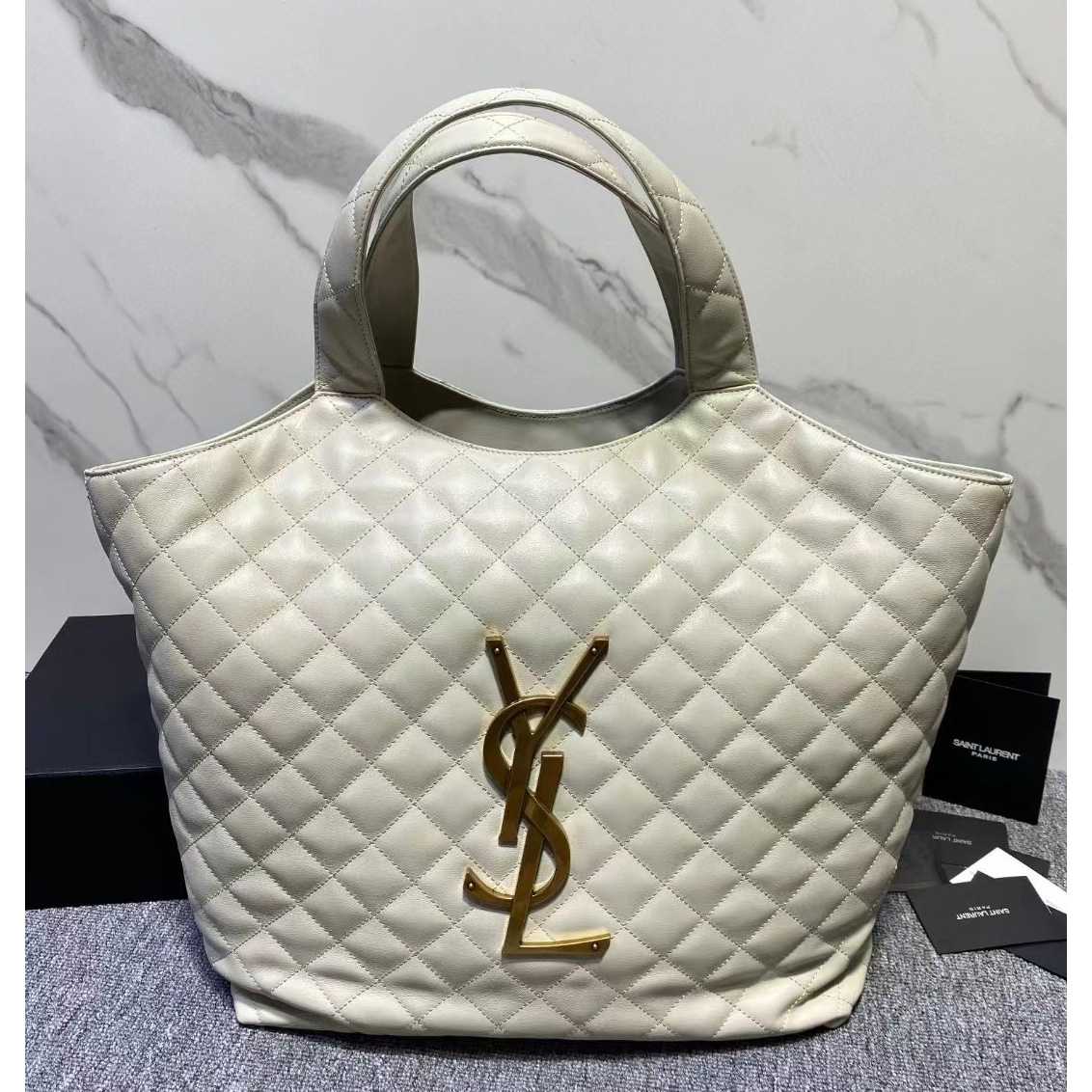 Saint Laurent Icare Extra large Embellished Quilted Leather Tote (58-34-8cm) - FashionPlug