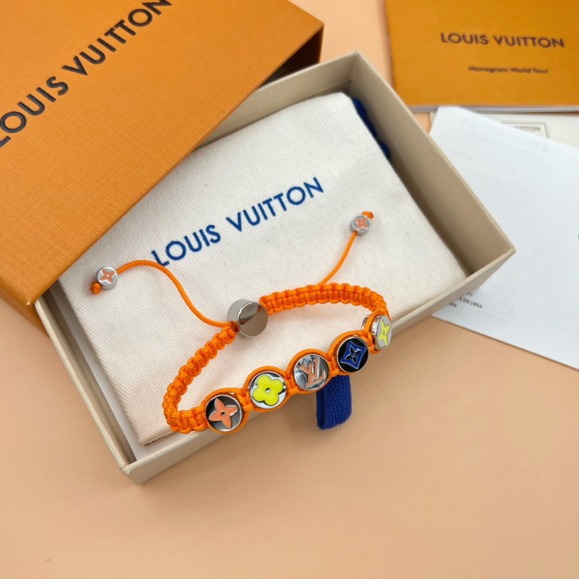 Louis Vuitton Monogram Colors Braided Bracelet   M1087A - FashionPlug
