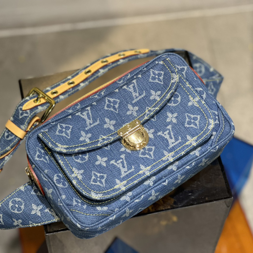 Louis Vuitton Blue Monogram Denim Bumbag   M95347 - FashionPlug