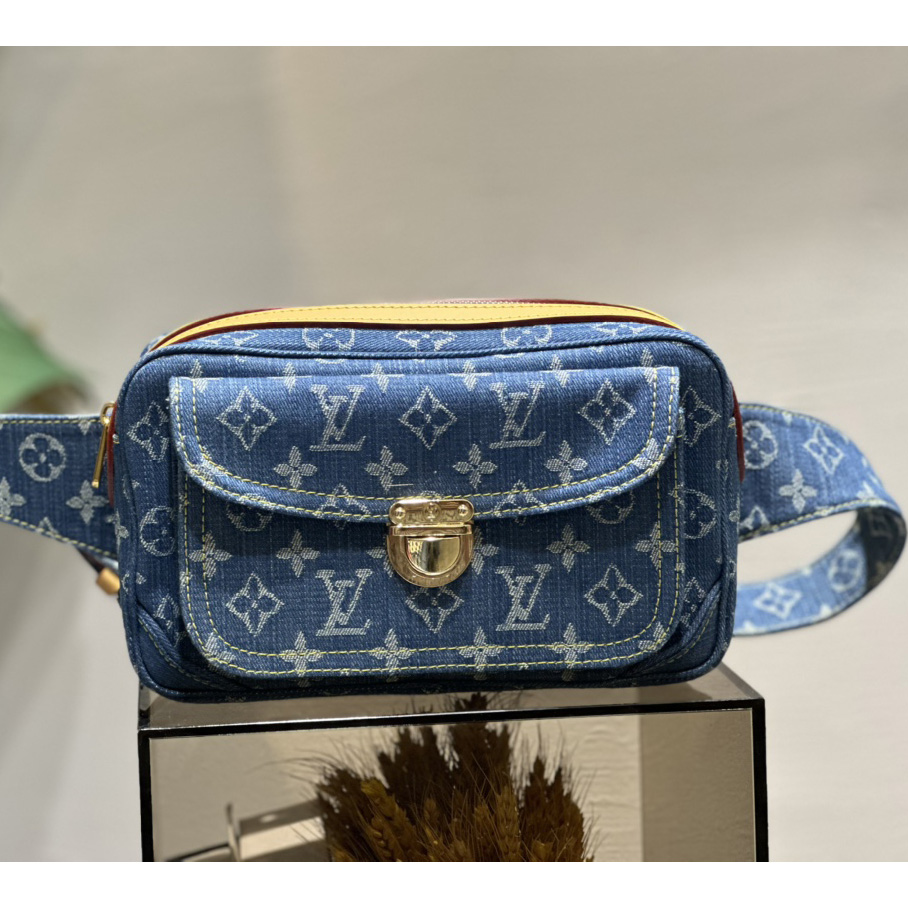 Louis Vuitton Blue Monogram Denim Bumbag   M95347 - FashionPlug