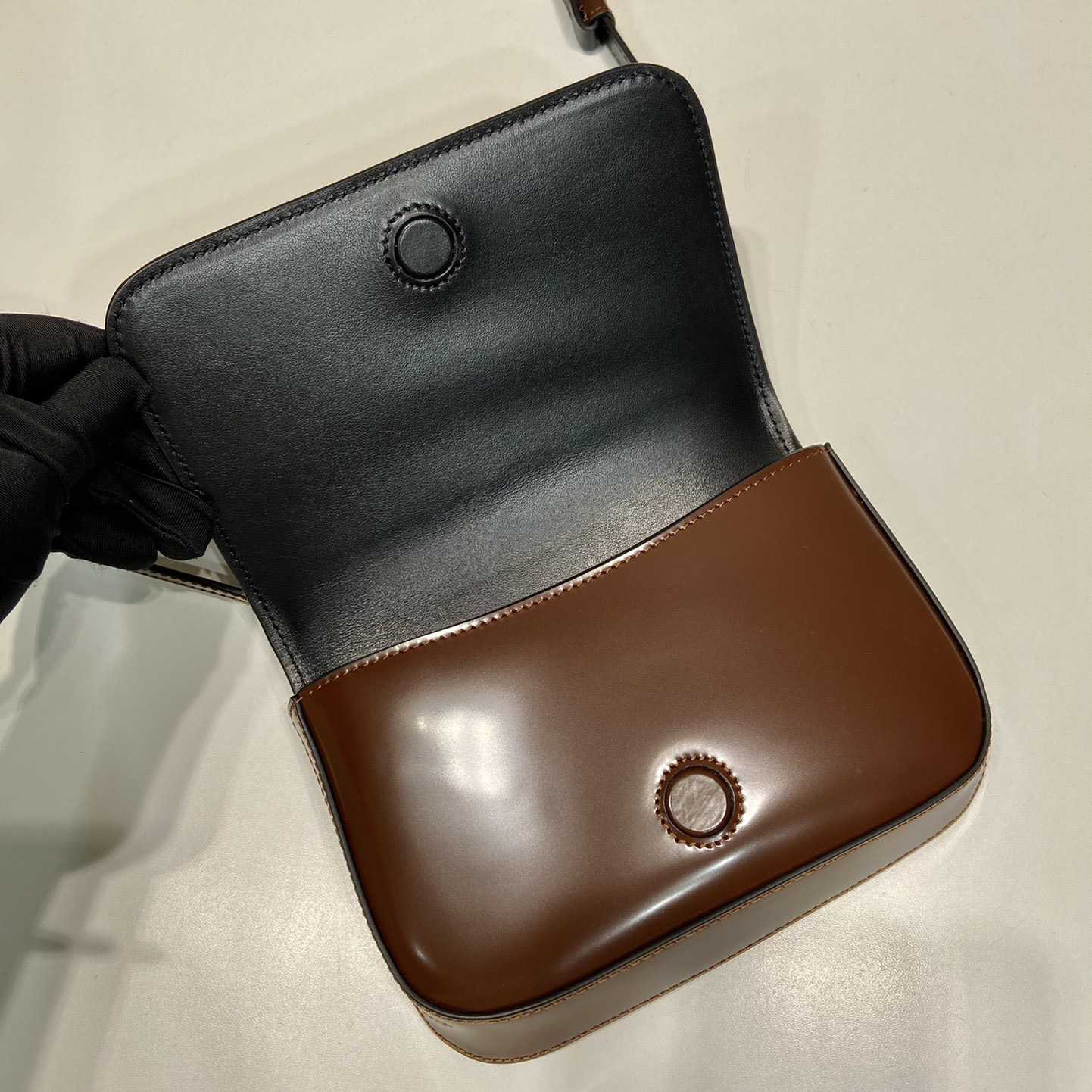 Prada Brushed Leather Mini-bag With Shoulder Strap - FashionPlug