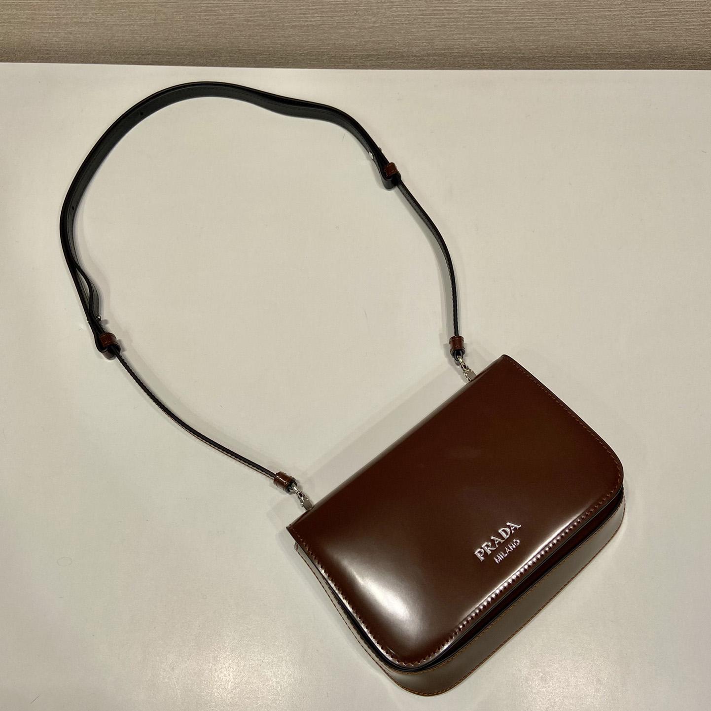Prada Brushed Leather Mini-bag With Shoulder Strap - FashionPlug
