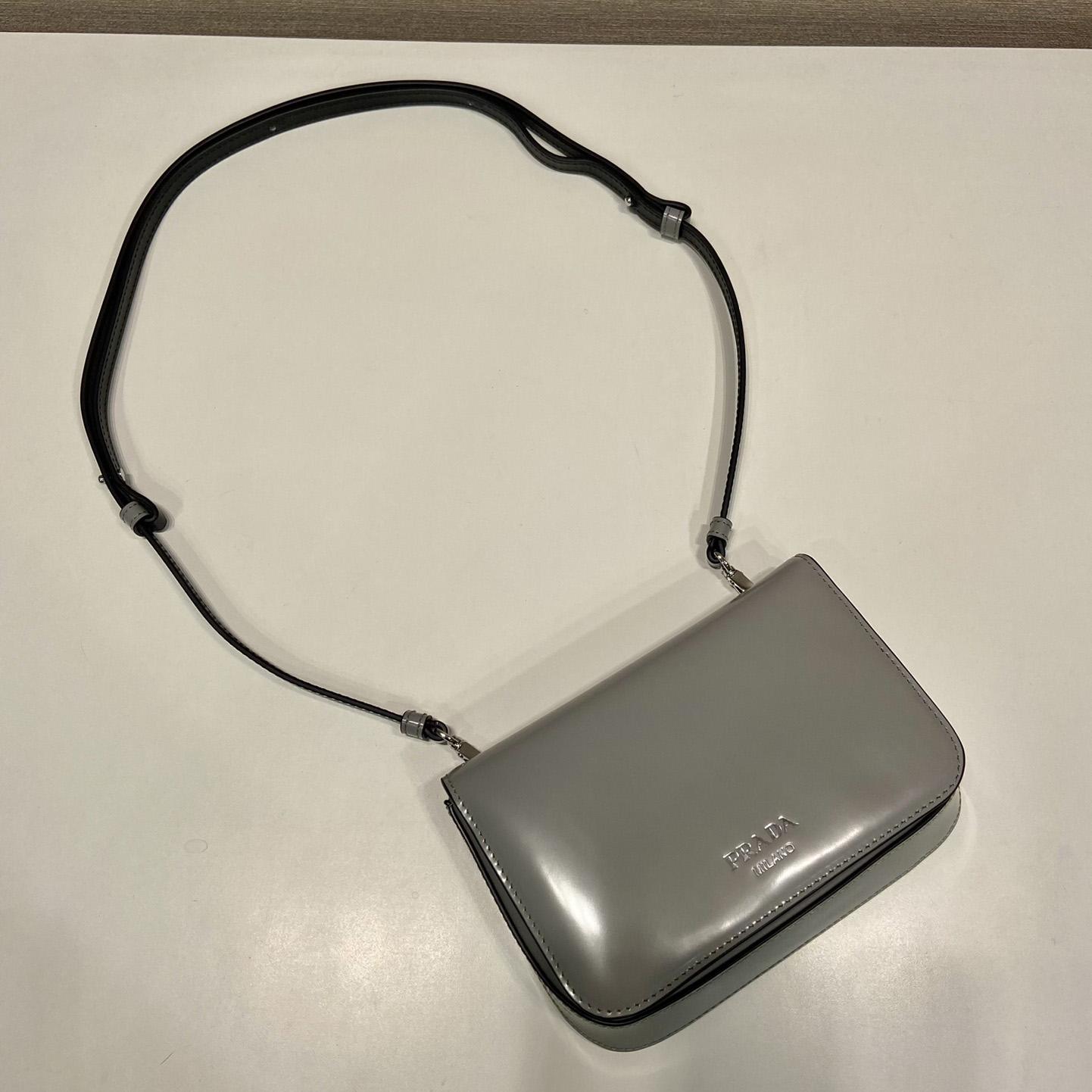 Prada Brushed Leather Mini-bag With Shoulder Strap - FashionPlug
