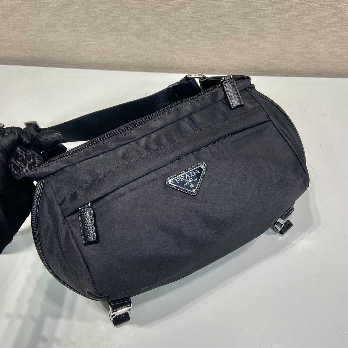 Prada Re-Nylon And Saffiano Leather Shoulder Bag - FashionPlug