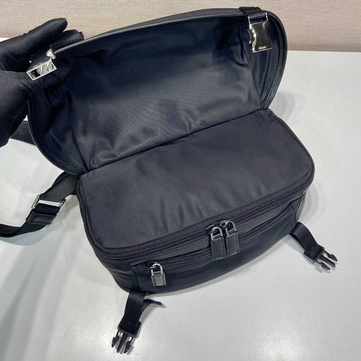 Prada Re-Nylon And Saffiano Leather Shoulder Bag - FashionPlug
