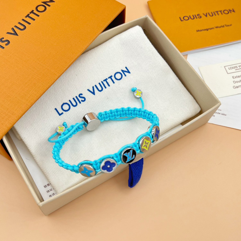 Louis Vuitton Monogram Colors Braided Bracelet   M1088A - FashionPlug