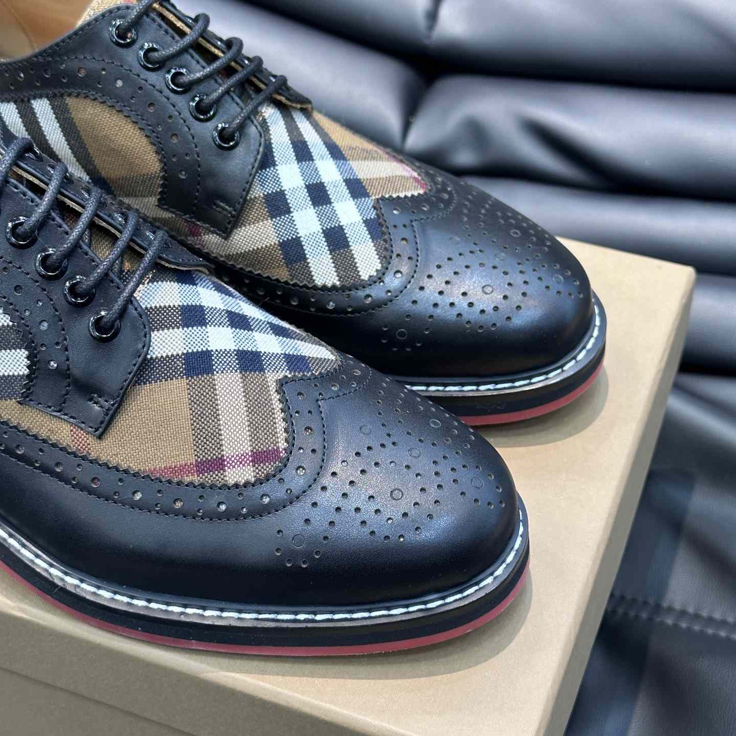 Burberry Vintage Check Paneled Derby Shoes - FashionPlug