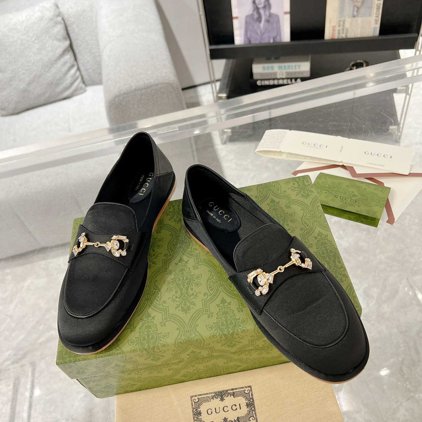 Gucci Women's Horsebit Loafer With Crystals - FashionPlug