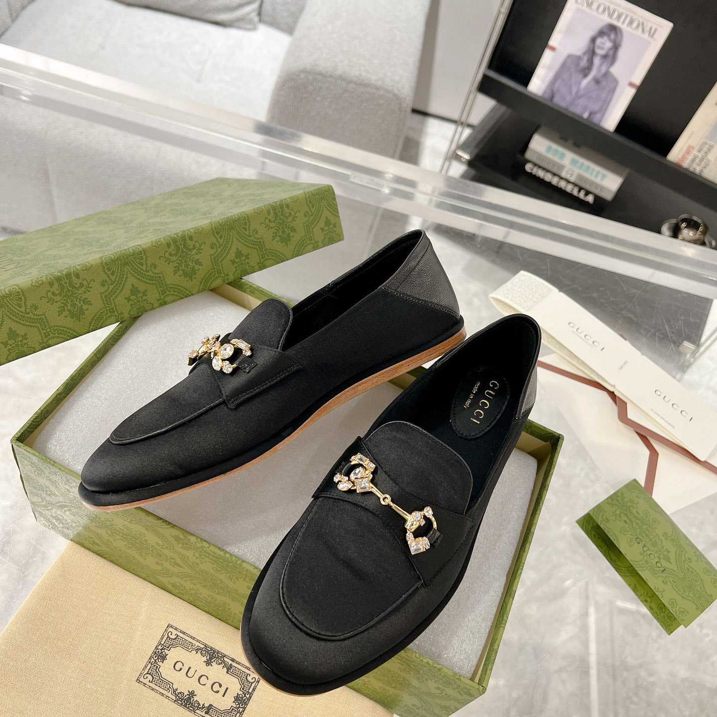 Gucci Women's Horsebit Loafer With Crystals - FashionPlug
