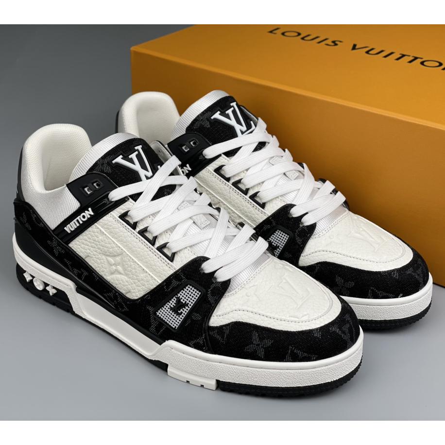 Louis Vuitton Trainer Sneaker In Blakc&White(Upon UK Size) - FashionPlug