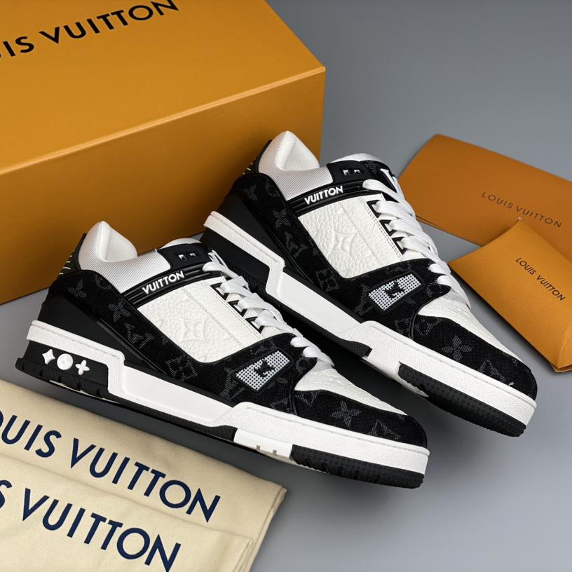 Louis Vuitton Trainer Sneaker In Blakc&White(Upon UK Size) - FashionPlug