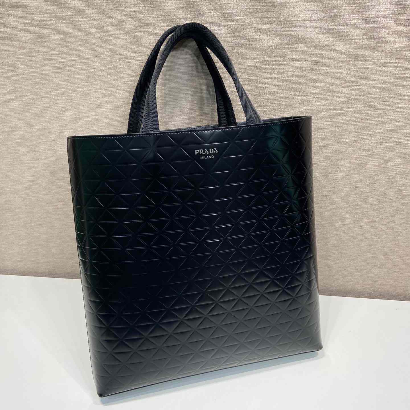 Prada Brushed Leather Tote Bag With Water Bottle - FashionPlug