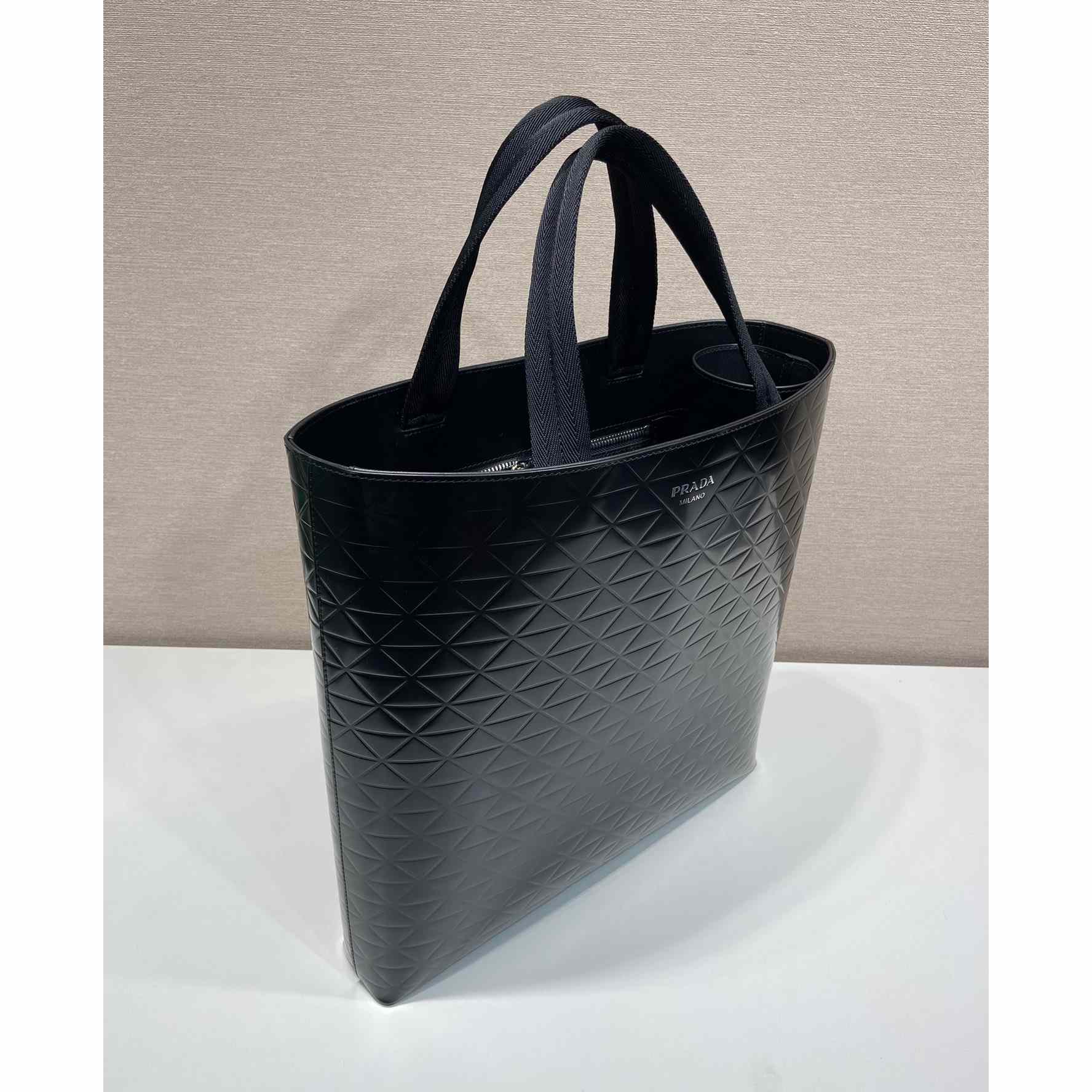 Prada Brushed Leather Tote Bag With Water Bottle - FashionPlug
