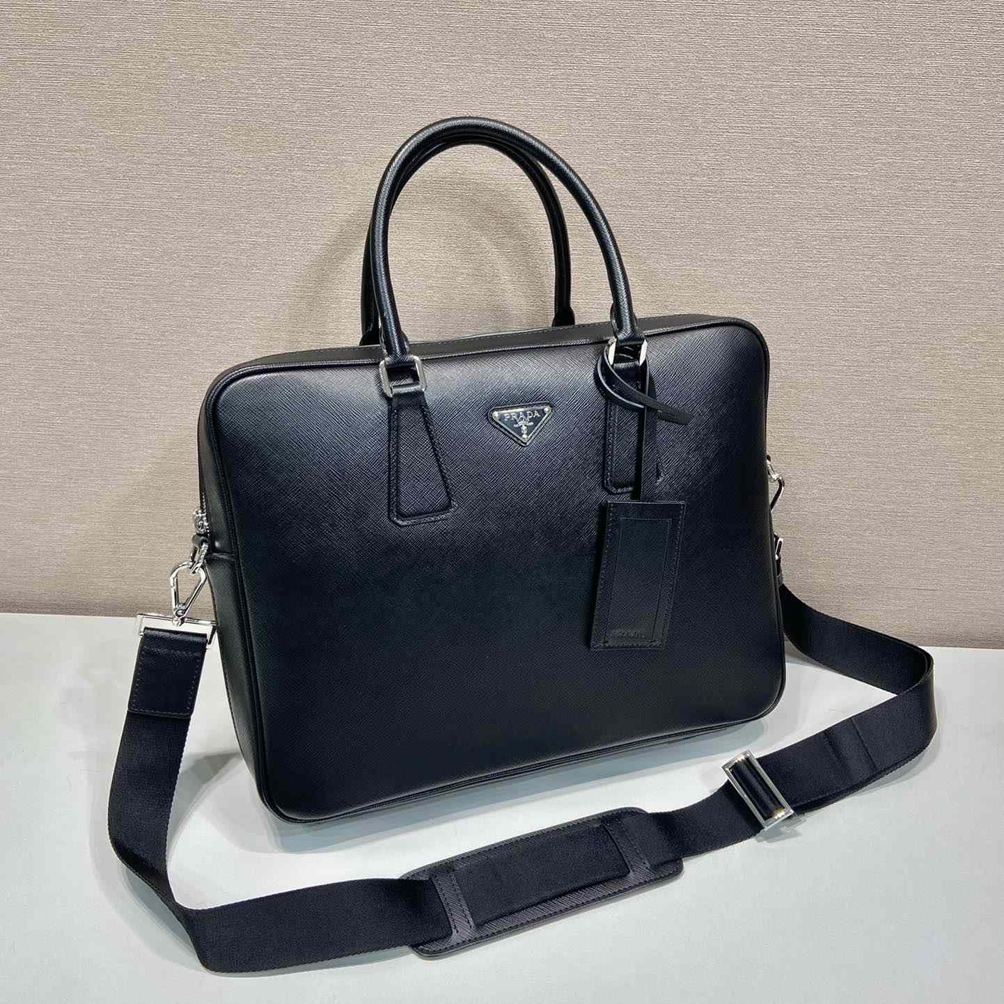 Prada Saffiano Leather Work Bag - FashionPlug