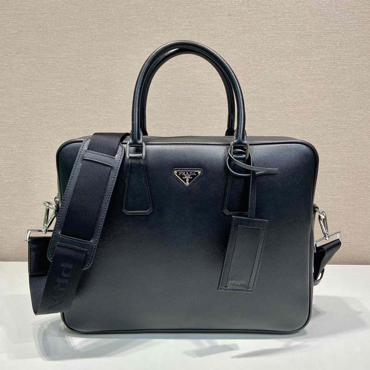 Prada Saffiano Leather Work Bag - FashionPlug