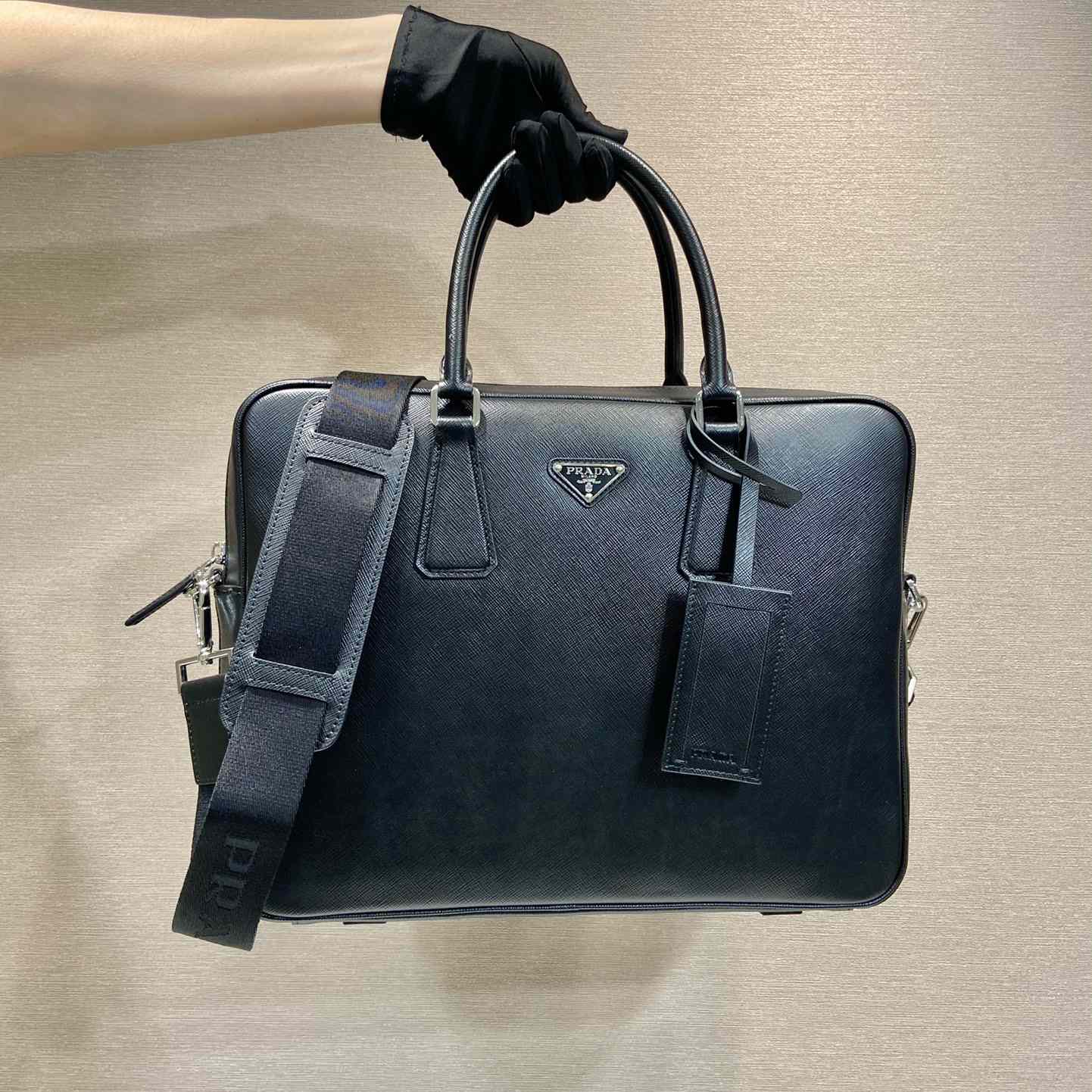 Prada Saffiano Leather Work Bag - FashionPlug