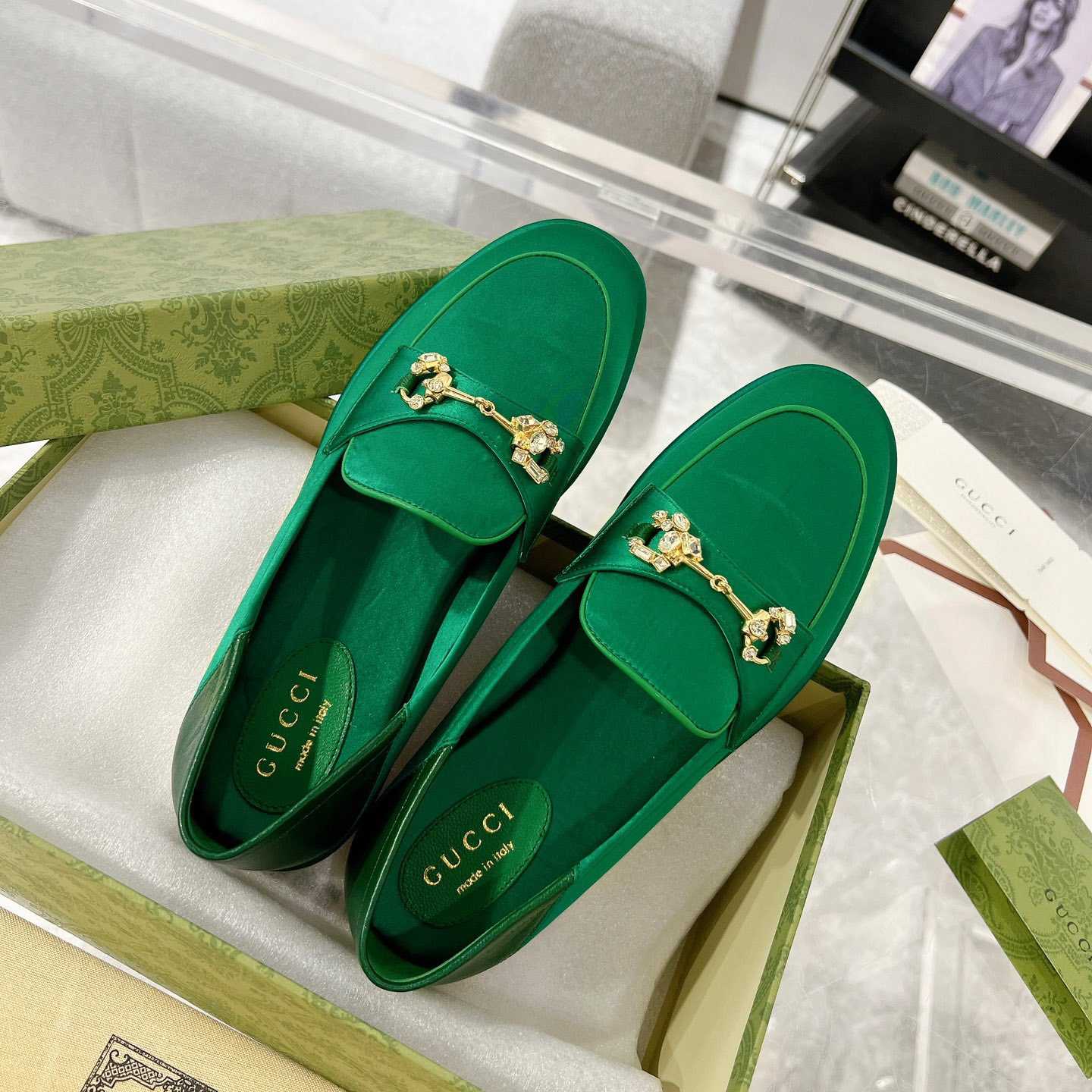 Gucci Women's Horsebit Loafer With Crystals - FashionPlug