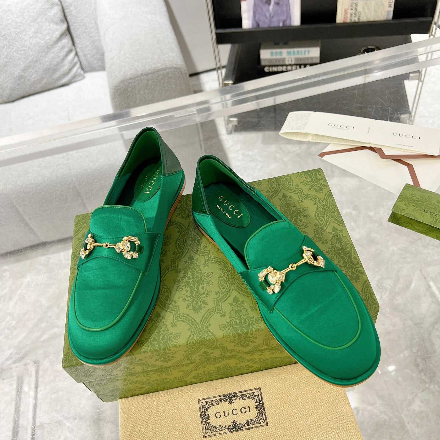Gucci Women's Horsebit Loafer With Crystals - FashionPlug