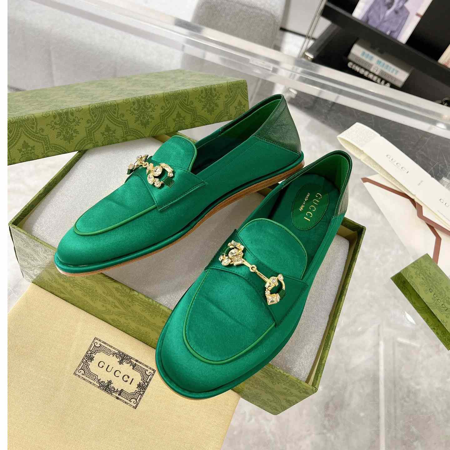 Gucci Women's Horsebit Loafer With Crystals - FashionPlug