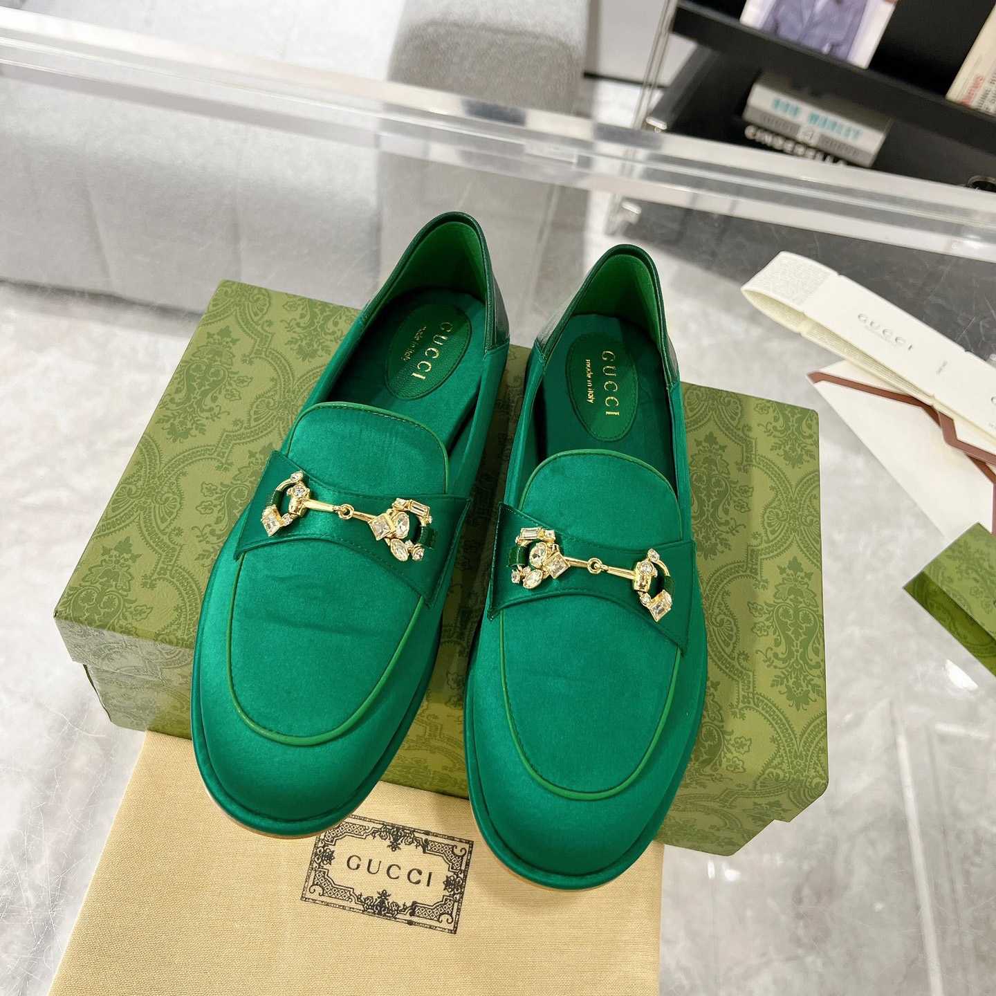 Gucci Women's Horsebit Loafer With Crystals - FashionPlug