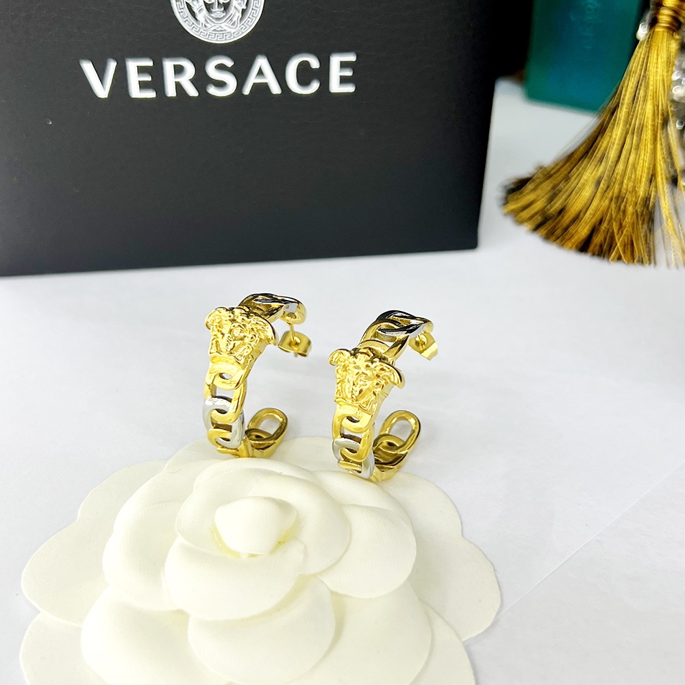 Versace Medusa Multicolor Hoop Earrings - FashionPlug