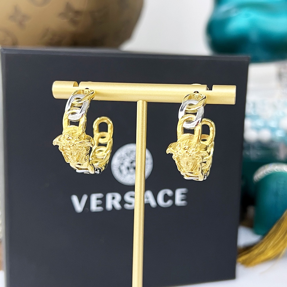 Versace Medusa Multicolor Hoop Earrings - FashionPlug