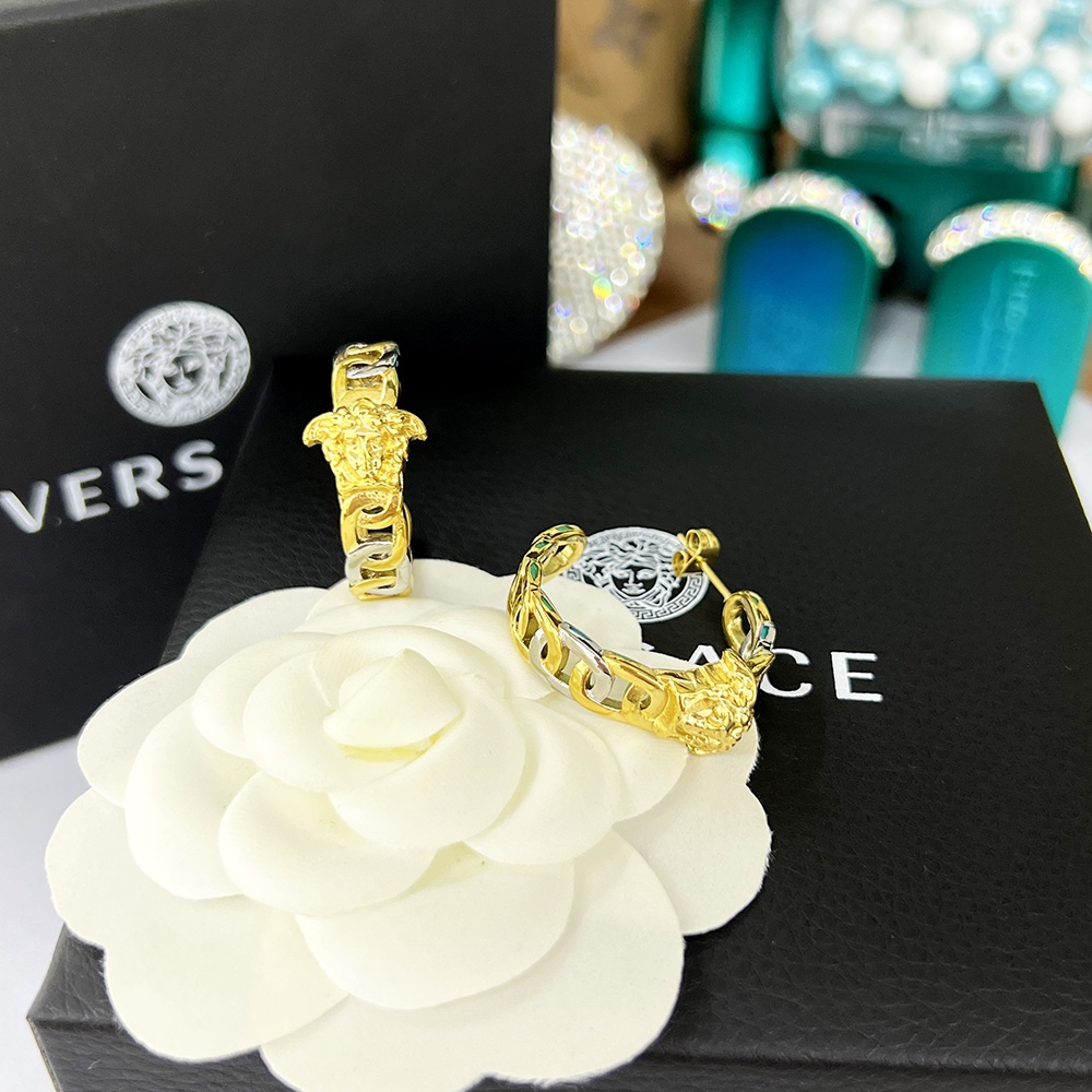 Versace Medusa Multicolor Hoop Earrings - FashionPlug